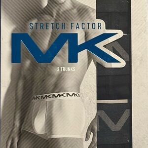 Michael Kors Men's White Stretch Trunks - MK Branded Waistband (3 Pack)